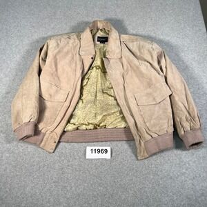 Vintage Comint Leather Flight Jacket Mens Small Tan Lined Flap Pockets Winter